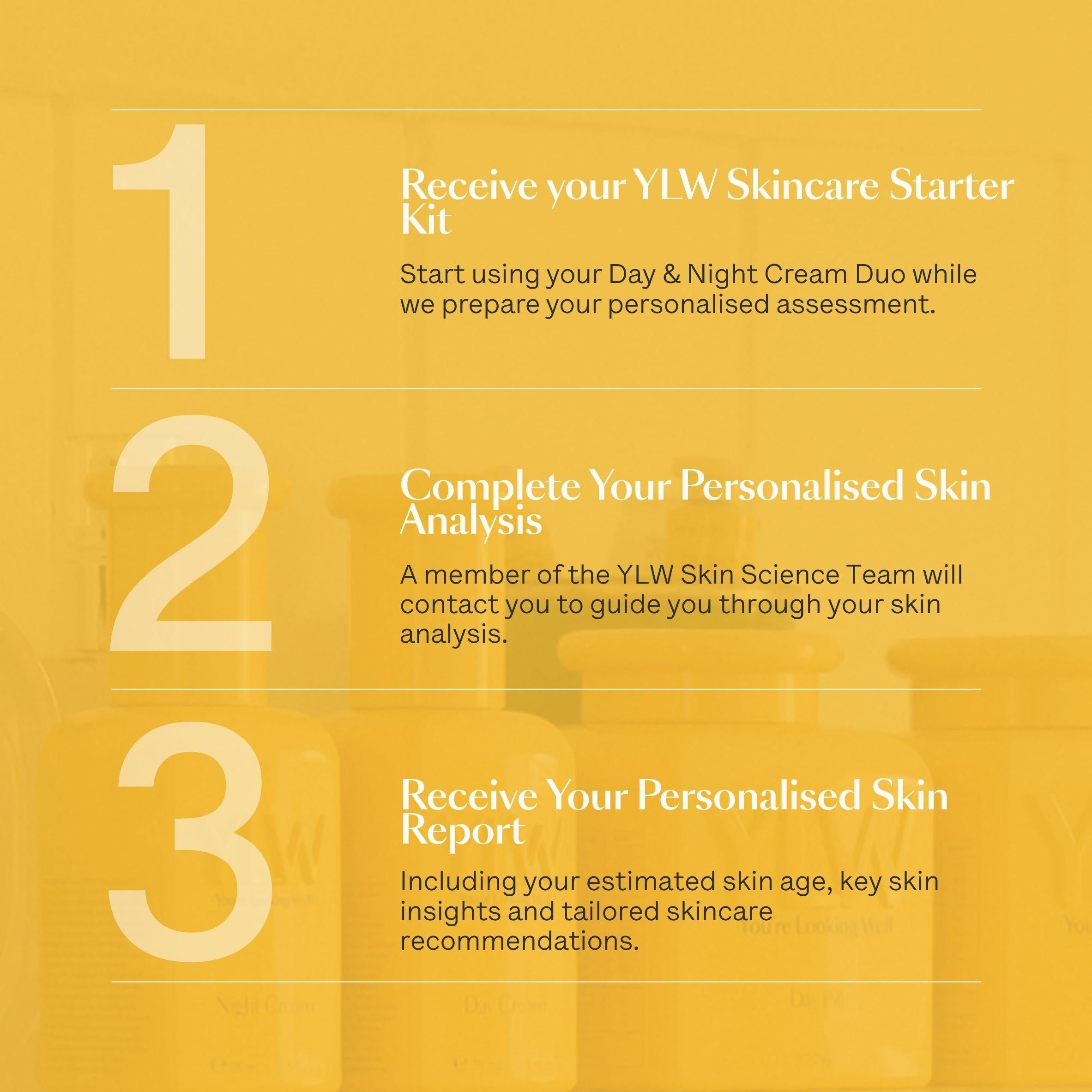 Personalised Skin Analysis + Ultimate Hydration Starter Kit - Day & Night Cream Duo with Bio-Retinoid, Pre- & Postbiotics, Hyaluronic Acid and Vitamin C for Smoother, Stronger, More Radiant Skin
